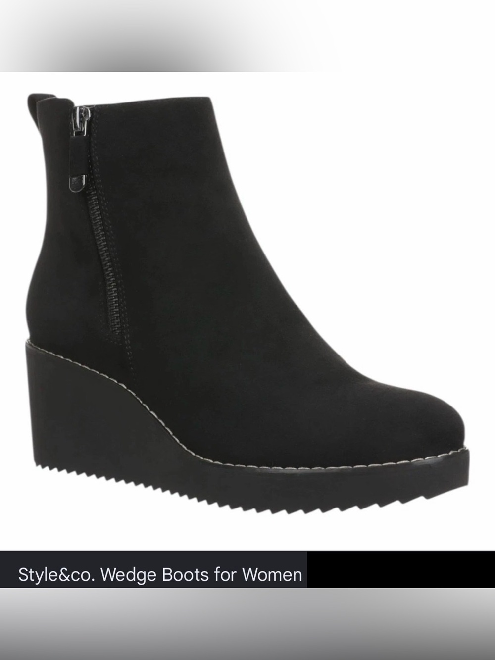 NWT Style & Co. Women’s Sayylorf Black Wedge Booties, Size: 9.5 M